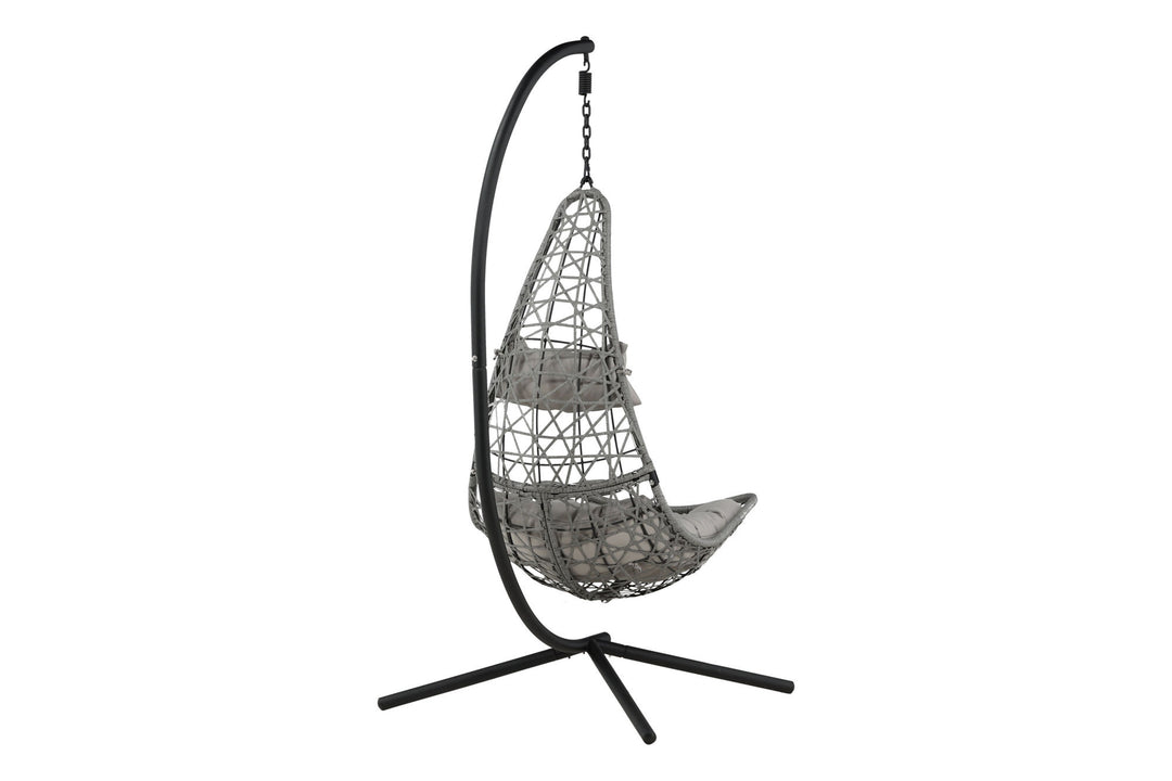 Venture Home Edinburgh Hanging chair - Black frame/grey wicker/grey cushion