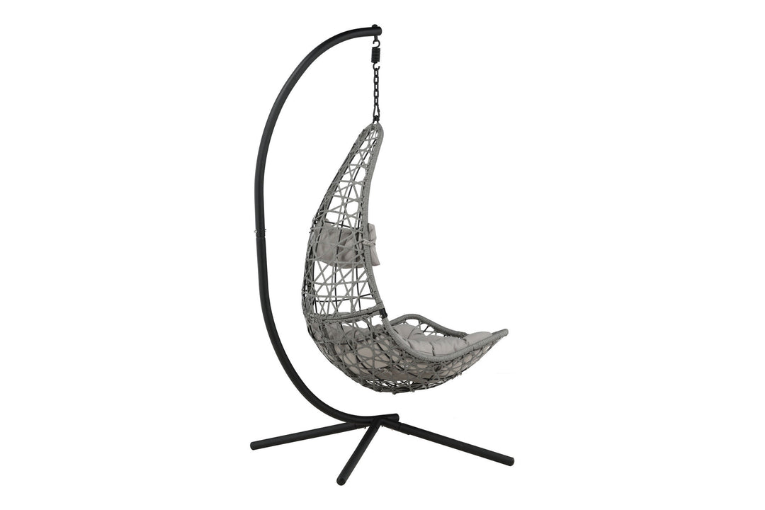 Venture Home Edinburgh Hanging chair - Black frame/grey wicker/grey cushion