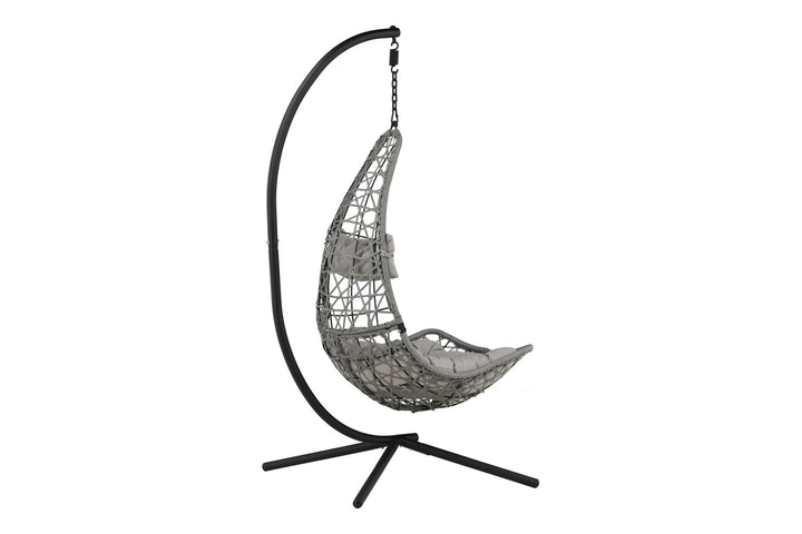 Venture Home Edinburgh Hanging chair - Black frame/grey wicker/grey cushion