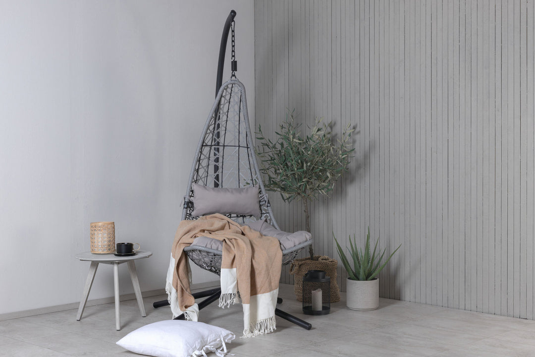 Venture Home Edinburgh Hanging chair - Black frame/grey wicker/grey cushion