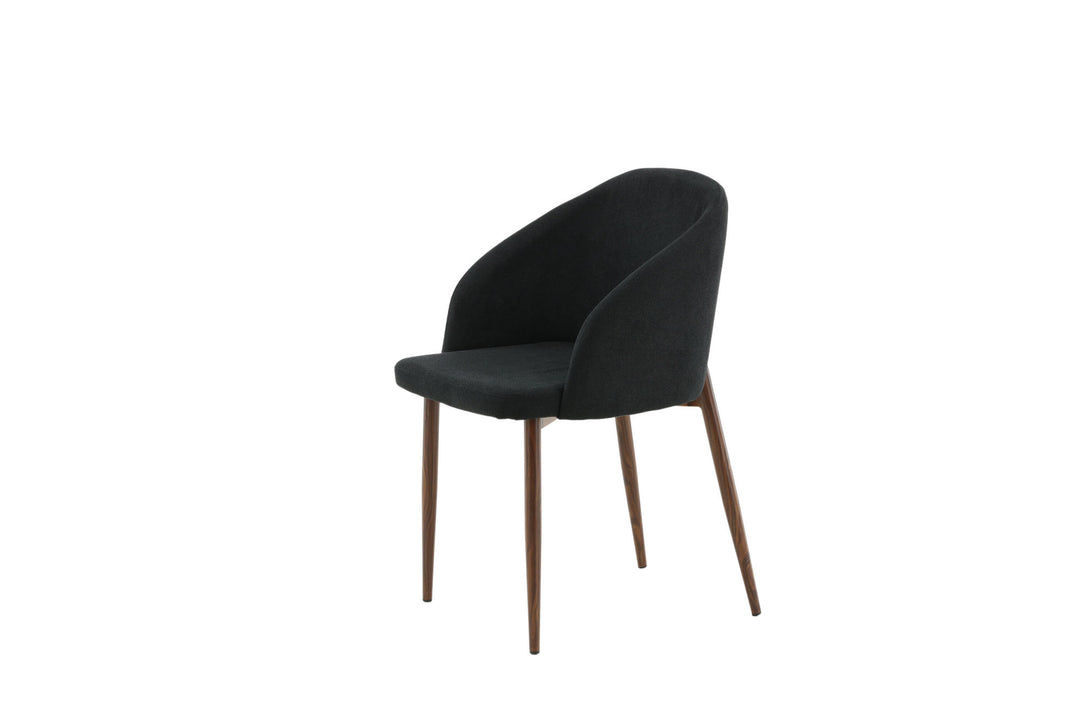 Venture Home Arch Dining Chair 2-pack - Walnut Legs - Black Fabric