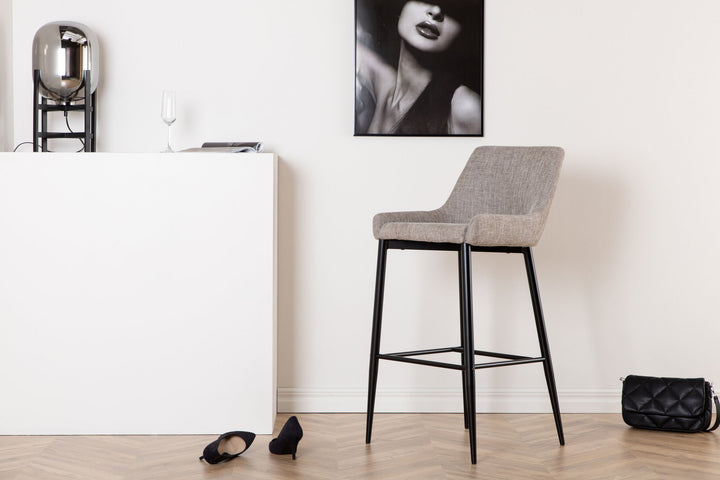 Venture Home Plaza Bar Chair 2-pack - Black / Beige Fabric (Polyester linen)