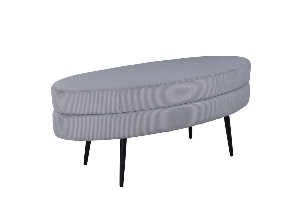 Venture Home Otto Pouf - Black / Grey Corduroy