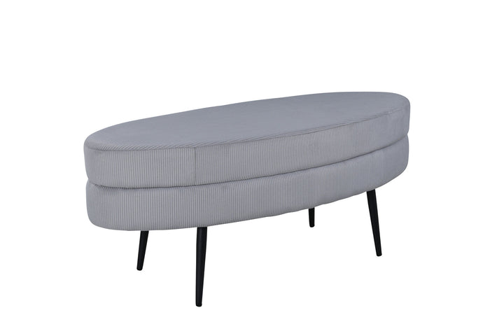 Venture Home Otto Pouf - Black / Grey Corduroy