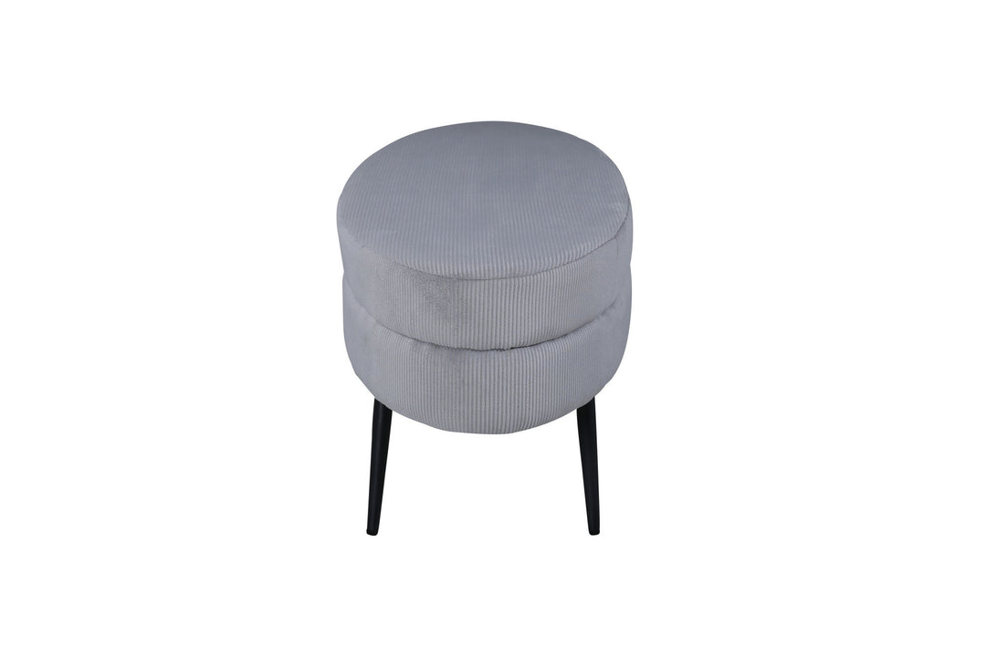 Venture Home Otto Pouf - Black / Grey Corduroy