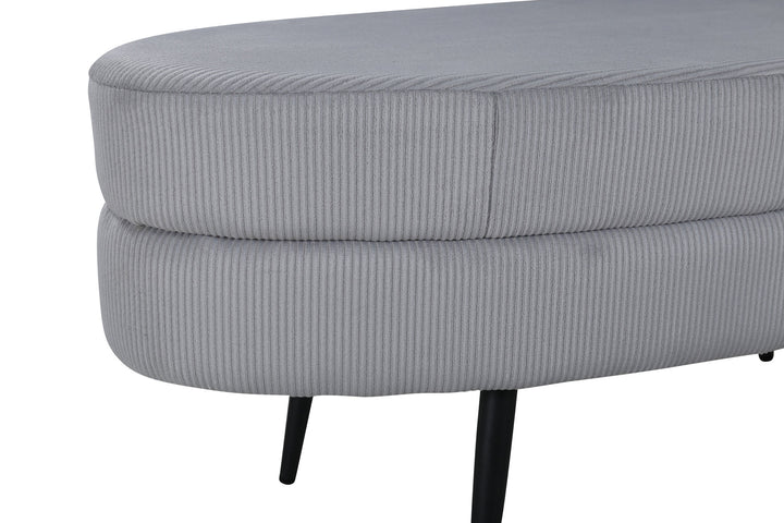 Venture Home Otto Pouf - Black / Grey Corduroy