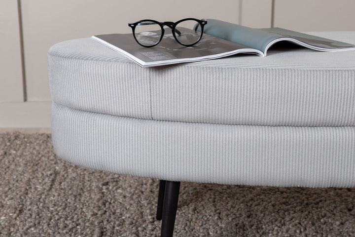 Venture Home Otto Pouf - Black / Grey Corduroy