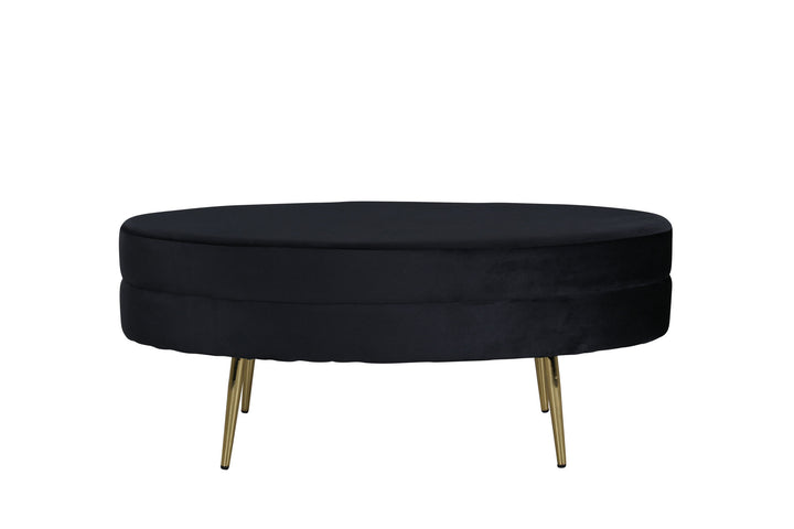 Venture Home Otto Pouf - Brass / Black Velvet