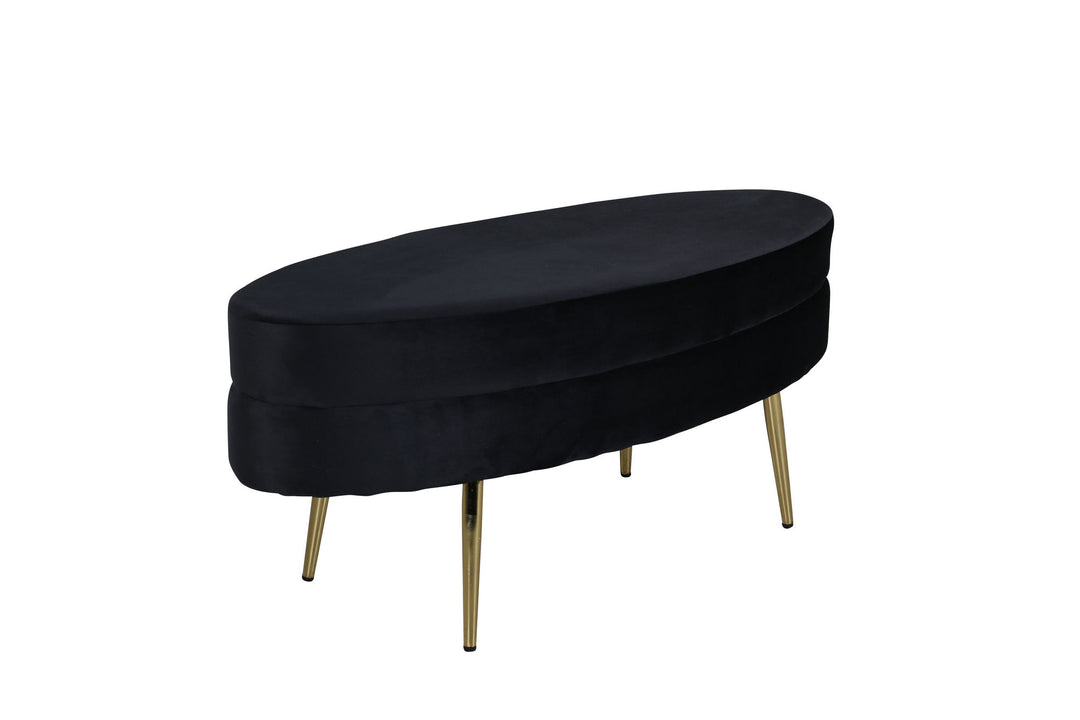 Venture Home Otto Pouf - Brass / Black Velvet