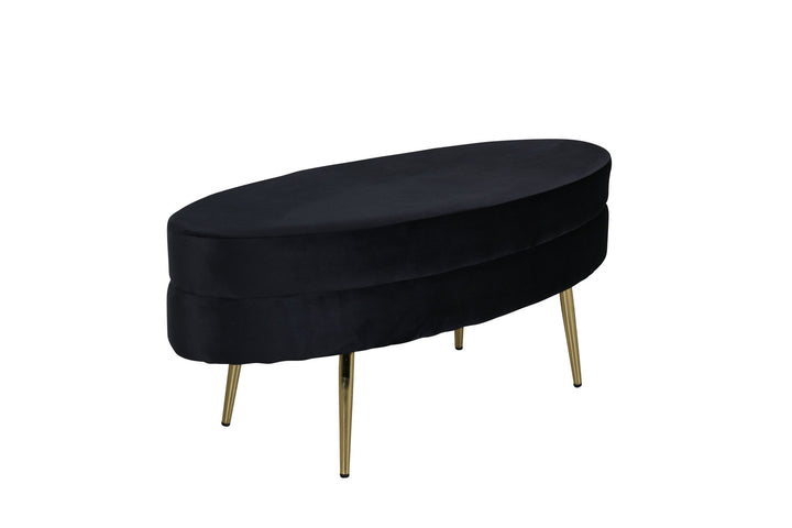 Venture Home Otto Pouf - Brass / Black Velvet
