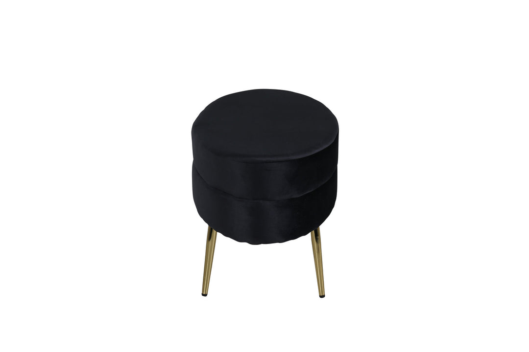 Venture Home Otto Pouf - Brass / Black Velvet