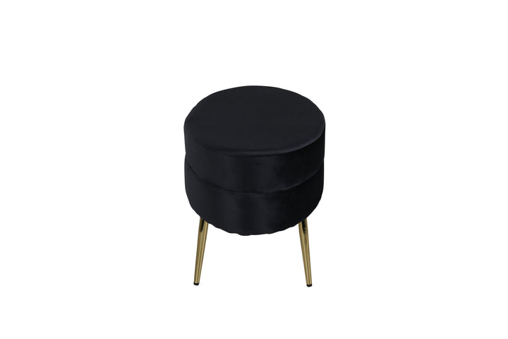 Venture Home Otto Pouf - Brass / Black Velvet