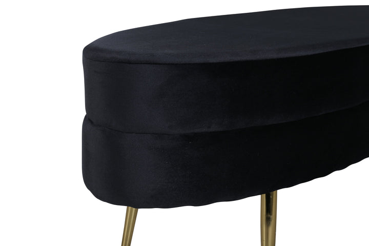 Venture Home Otto Pouf - Brass / Black Velvet