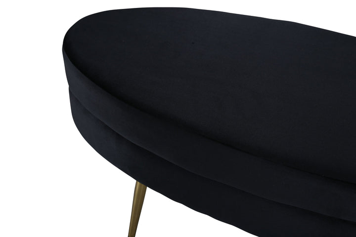 Venture Home Otto Pouf - Brass / Black Velvet