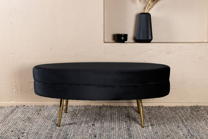 Venture Home Otto Pouf - Brass / Black Velvet