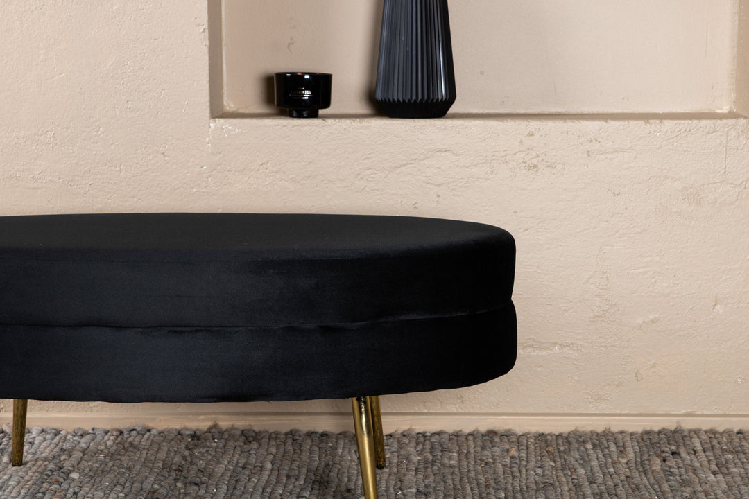Venture Home Otto Pouf - Brass / Black Velvet