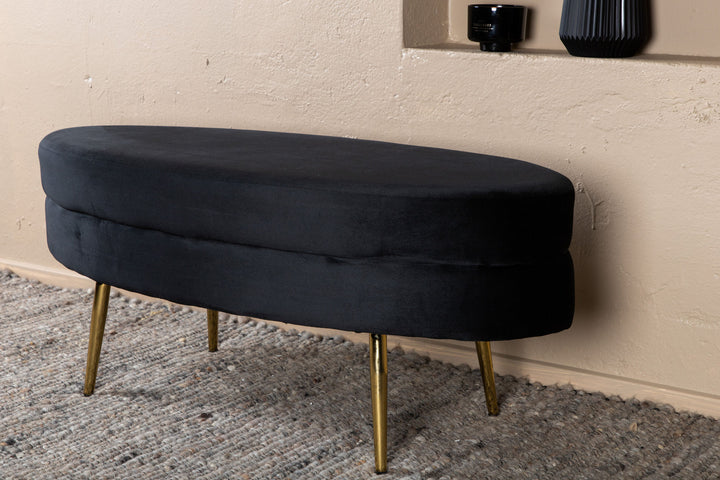 Venture Home Otto Pouf - Brass / Black Velvet