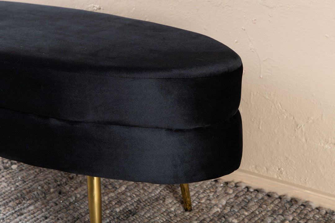 Venture Home Otto Pouf - Brass / Black Velvet
