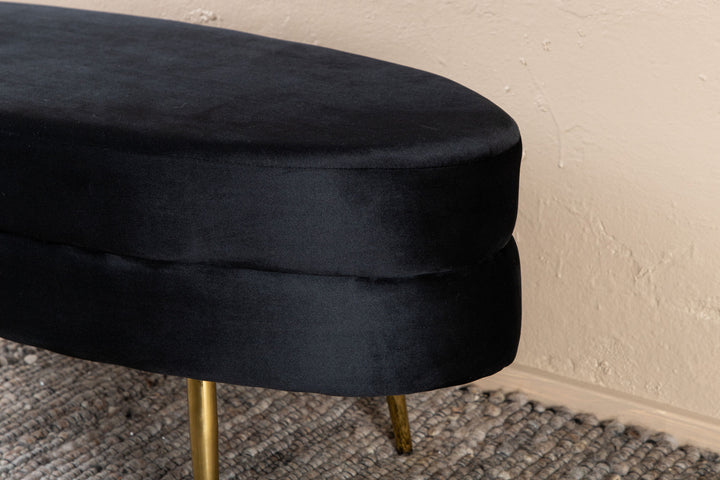 Venture Home Otto Pouf - Brass / Black Velvet