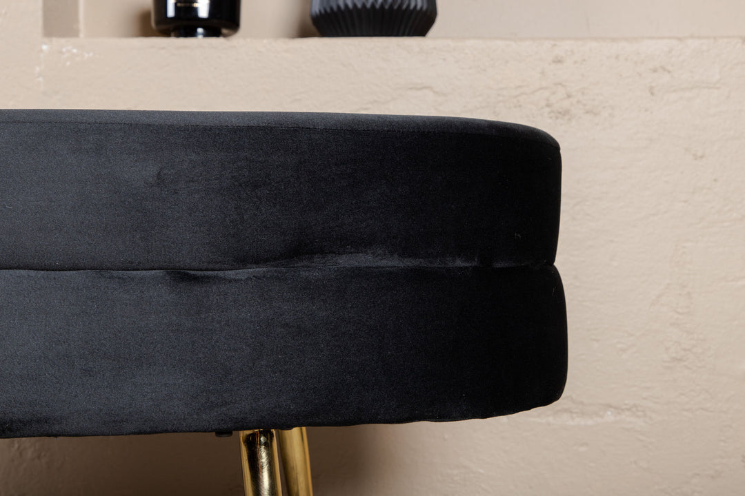 Venture Home Otto Pouf - Brass / Black Velvet