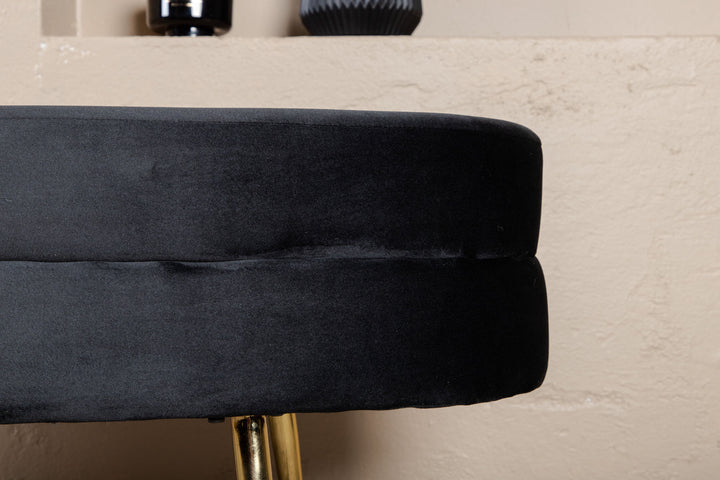 Venture Home Otto Pouf - Brass / Black Velvet