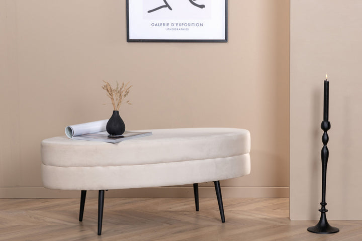 Venture Home Otto Pouf - Black / Beige Velvet