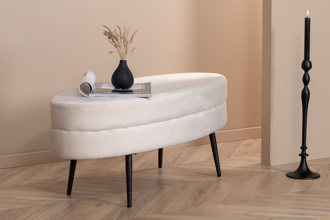 Venture Home Otto Pouf - Black / Beige Velvet