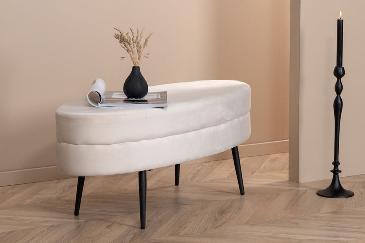 Venture Home Otto Pouf - Black / Beige Velvet