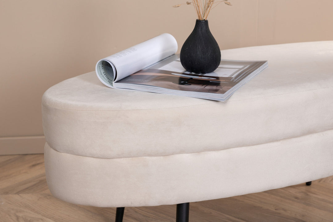 Venture Home Otto Pouf - Black / Beige Velvet