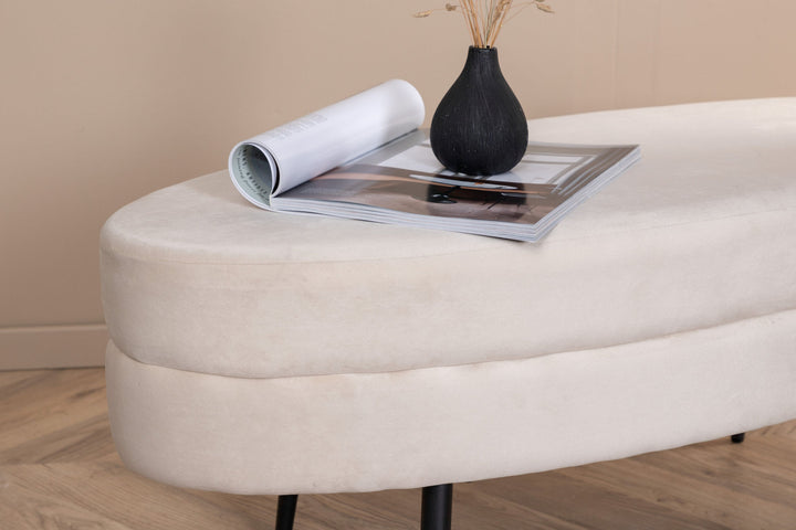 Venture Home Otto Pouf - Black / Beige Velvet