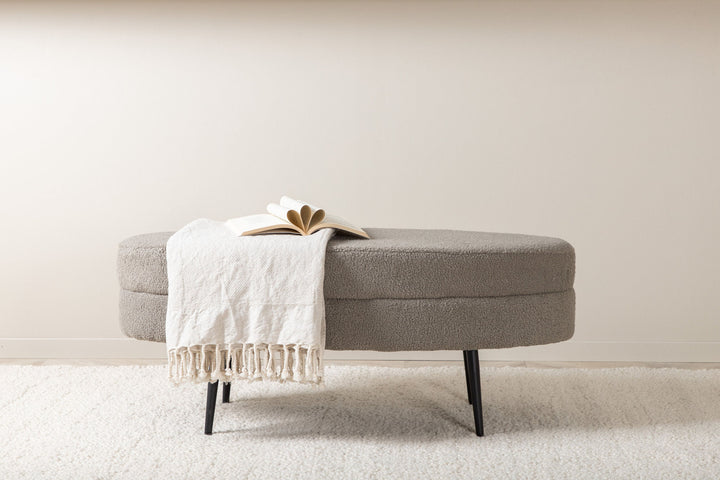 Venture Home Otto Pouf - Black / Greige Teddy