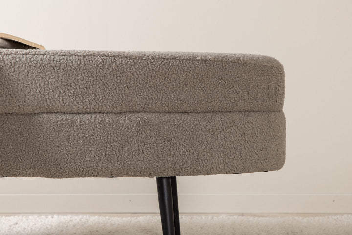 Venture Home Otto Pouf - Black / Greige Teddy
