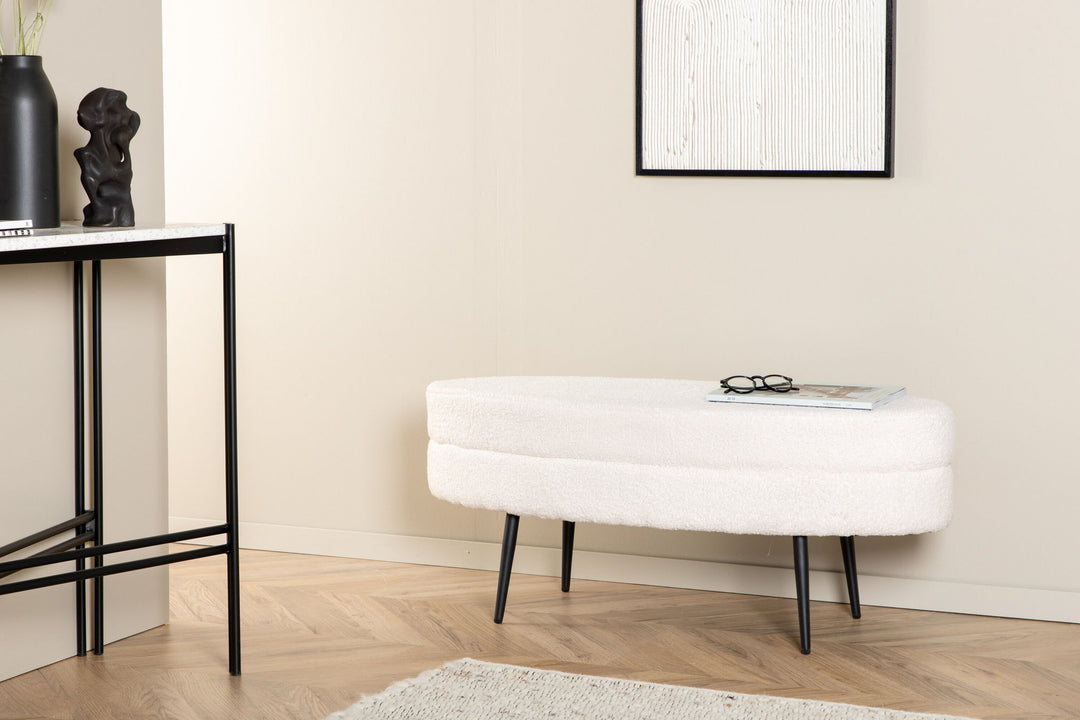 Venture Home Otto Pouf - Black / Offwhite Teddy