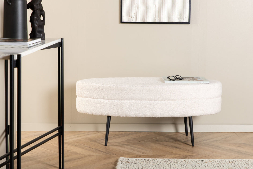 Venture Home Otto Pouf - Black / Offwhite Teddy