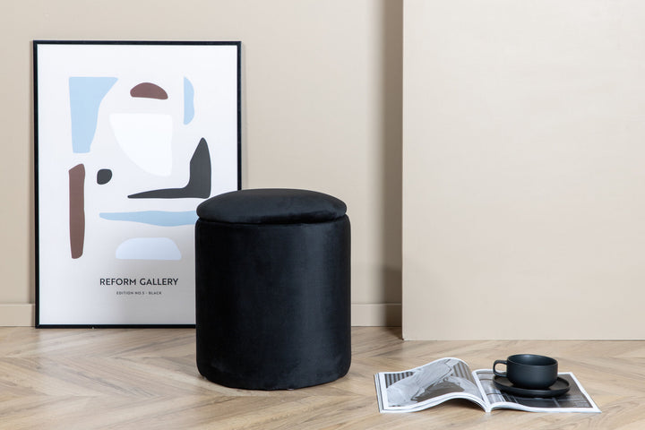 Venture Home Limpen Pouf - / Black Velvet