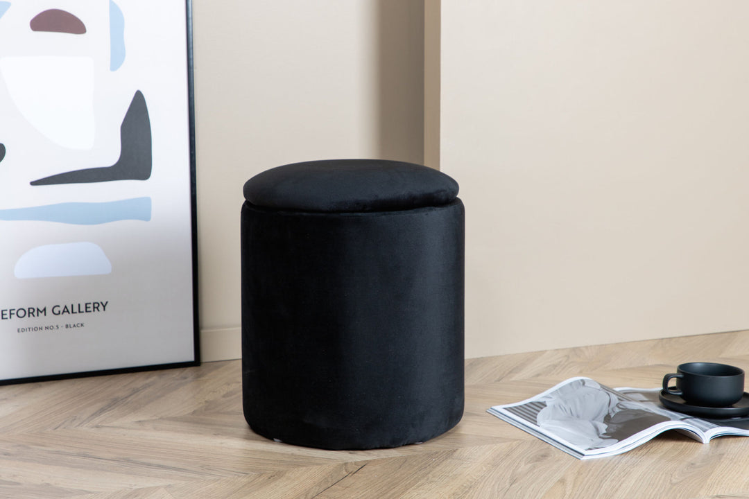 Venture Home Limpen Pouf - / Black Velvet