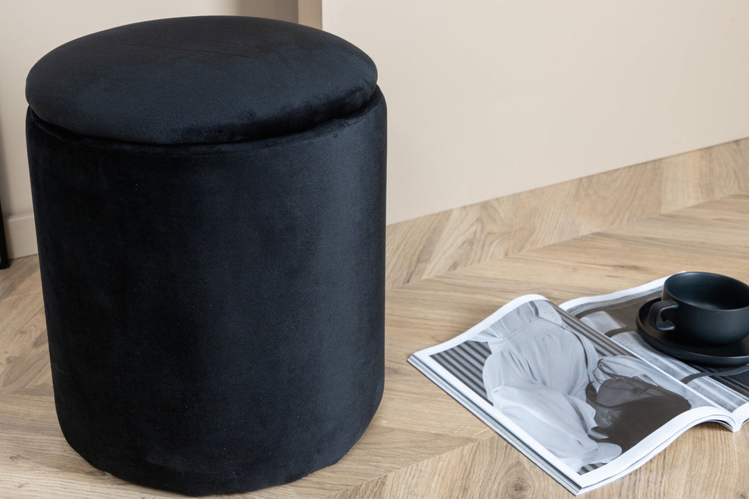 Venture Home Limpen Pouf - / Black Velvet