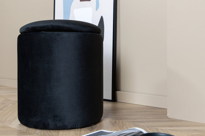 Venture Home Limpen Pouf - / Black Velvet