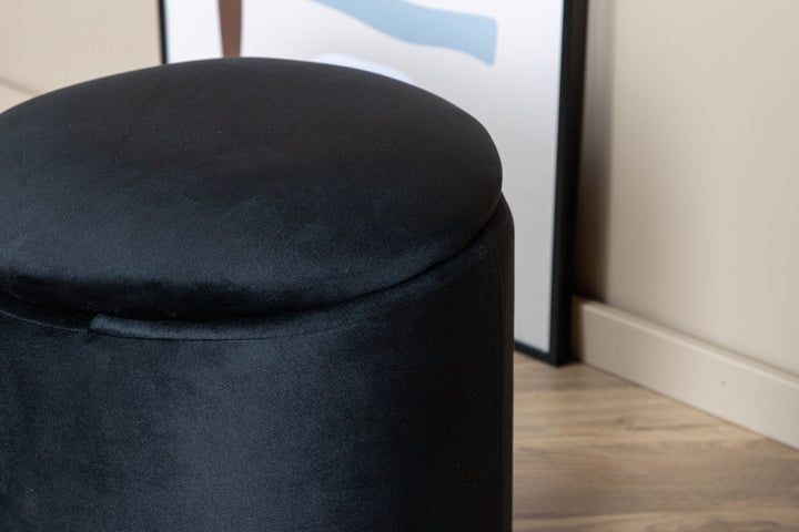 Venture Home Limpen Pouf - / Black Velvet