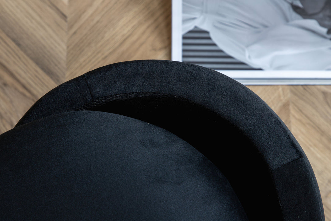 Venture Home Limpen Pouf - / Black Velvet