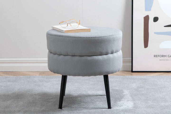 Venture Home Pot Pouf - Black / Grey Corduroy