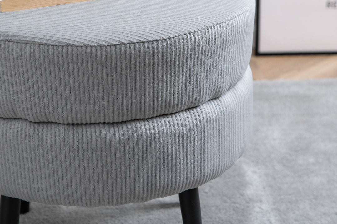 Venture Home Pot Pouf - Black / Grey Corduroy