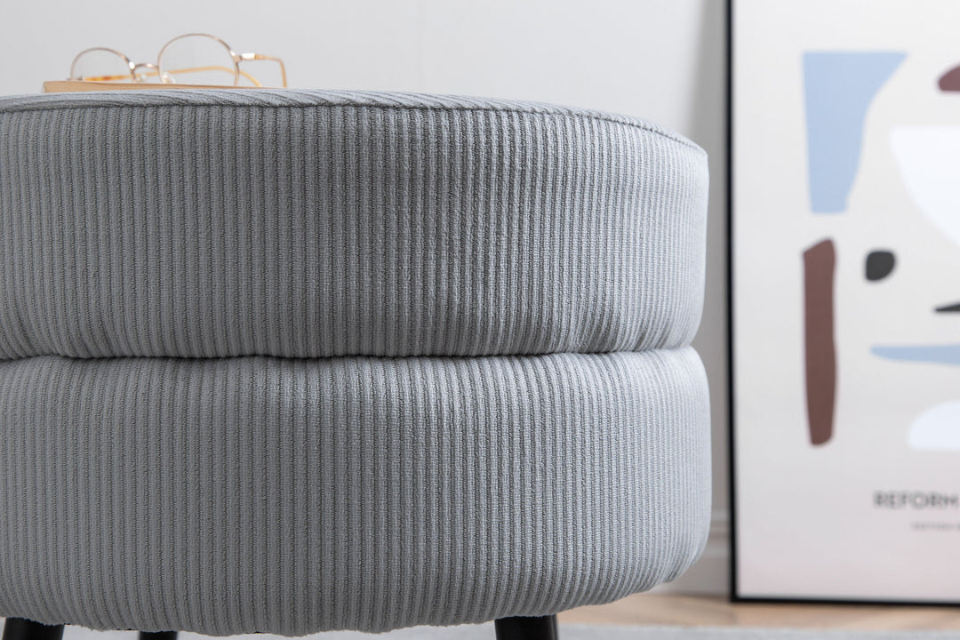 Venture Home Pot Pouf - Black / Grey Corduroy