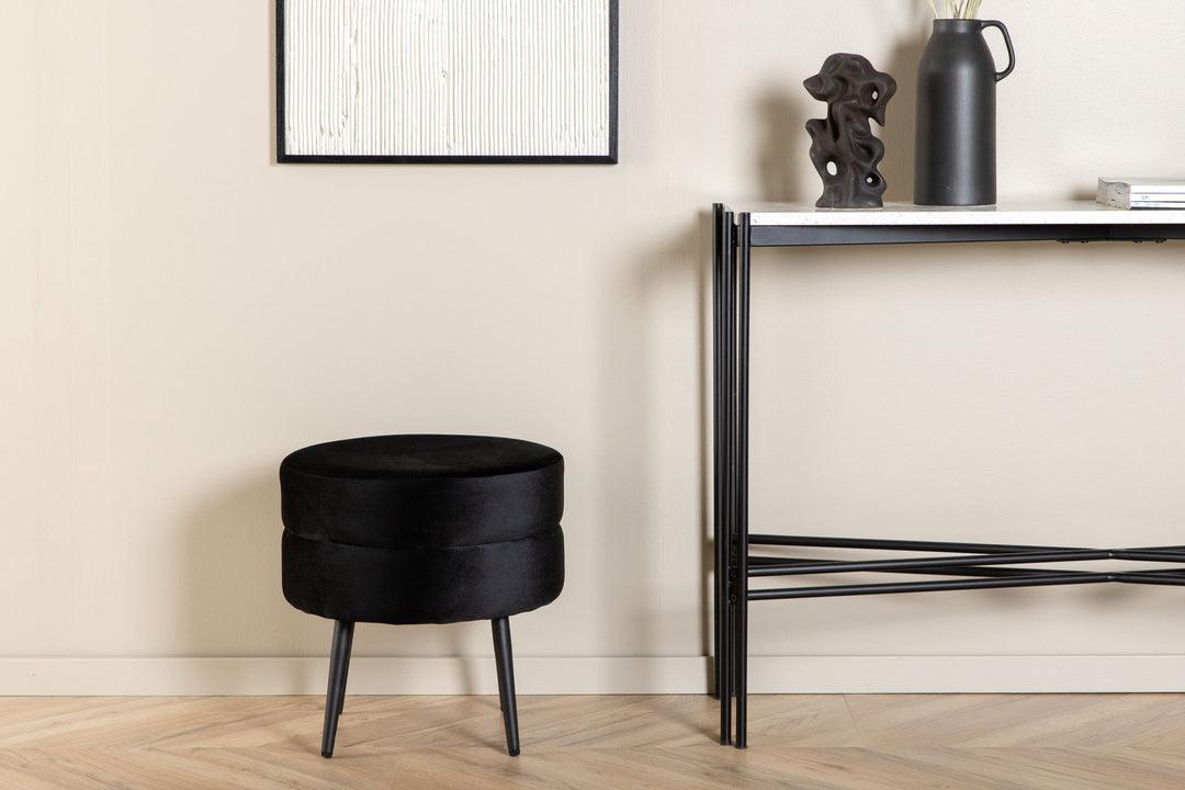Venture Home Pot Pouf - Black / Black Velvet