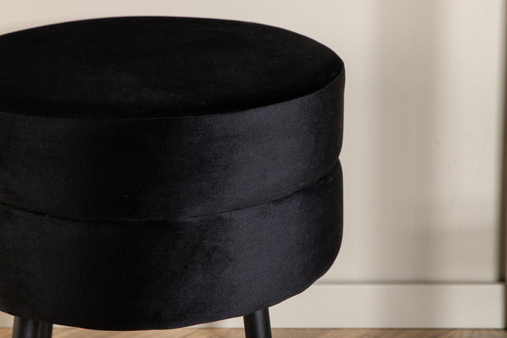Venture Home Pot Pouf - Black / Black Velvet