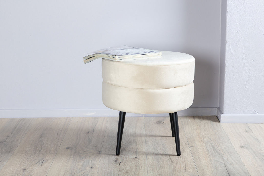 Venture Home Pot Pouf - Black / Beige Velvet