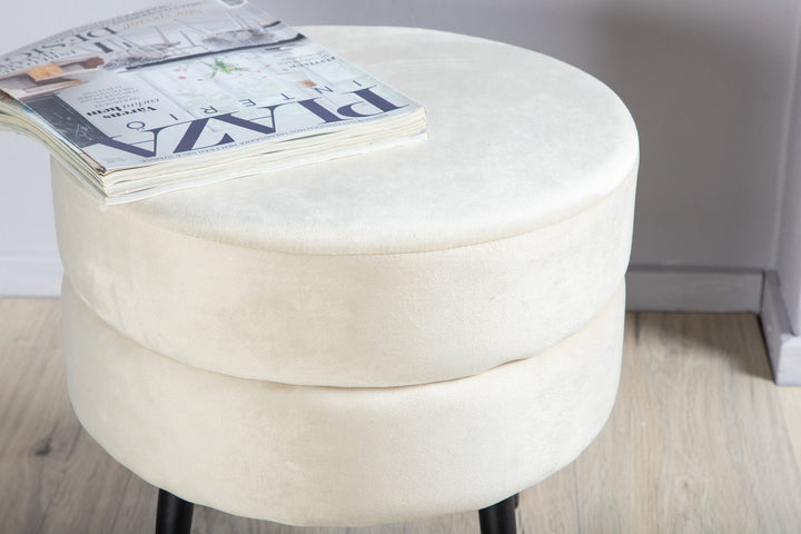 Venture Home Pot Pouf - Black / Beige Velvet