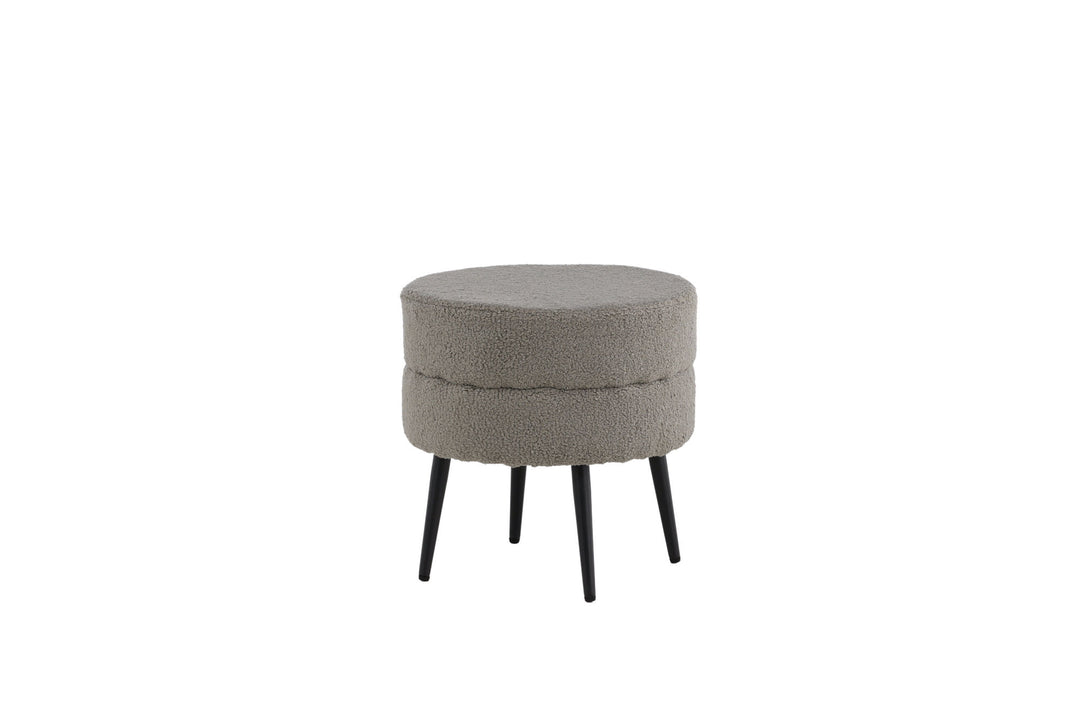 Venture Home Pot Pouf - Black / Greige Teddy