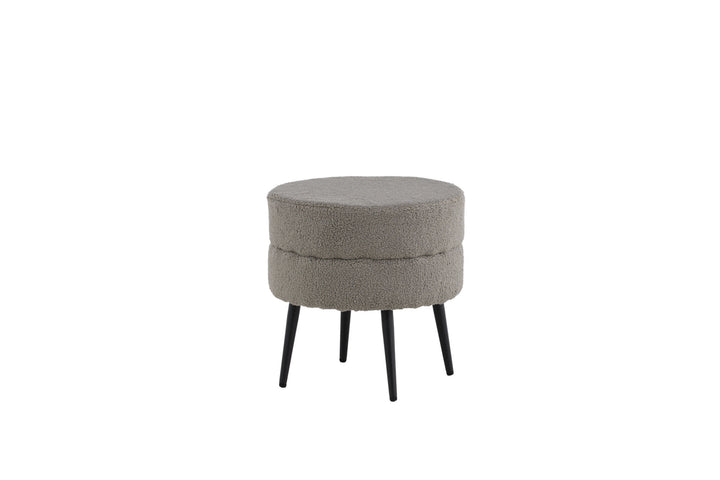 Venture Home Pot Pouf - Black / Greige Teddy