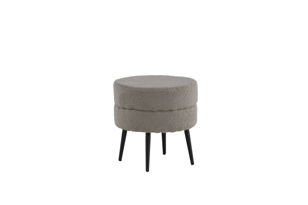 Venture Home Pot Pouf - Black / Greige Teddy